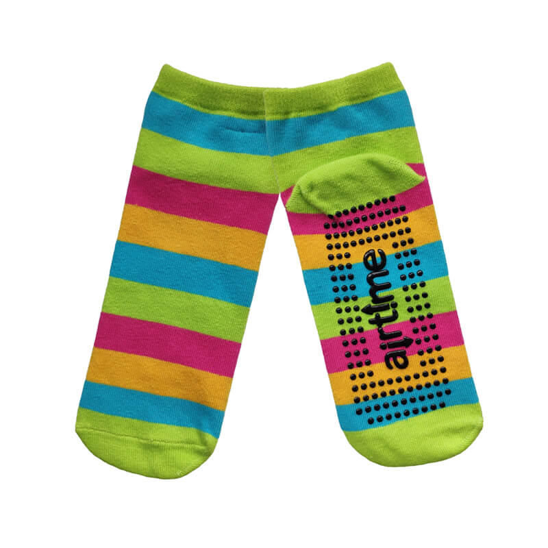 Children's Trampoline Grip Socks with Stripes and Non Slip Soles