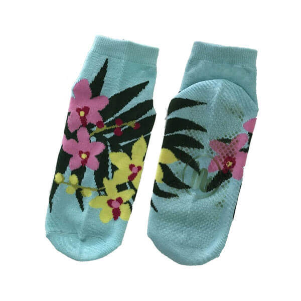 Amazing Women's Trampoline Park Socks with Flowers and Grips