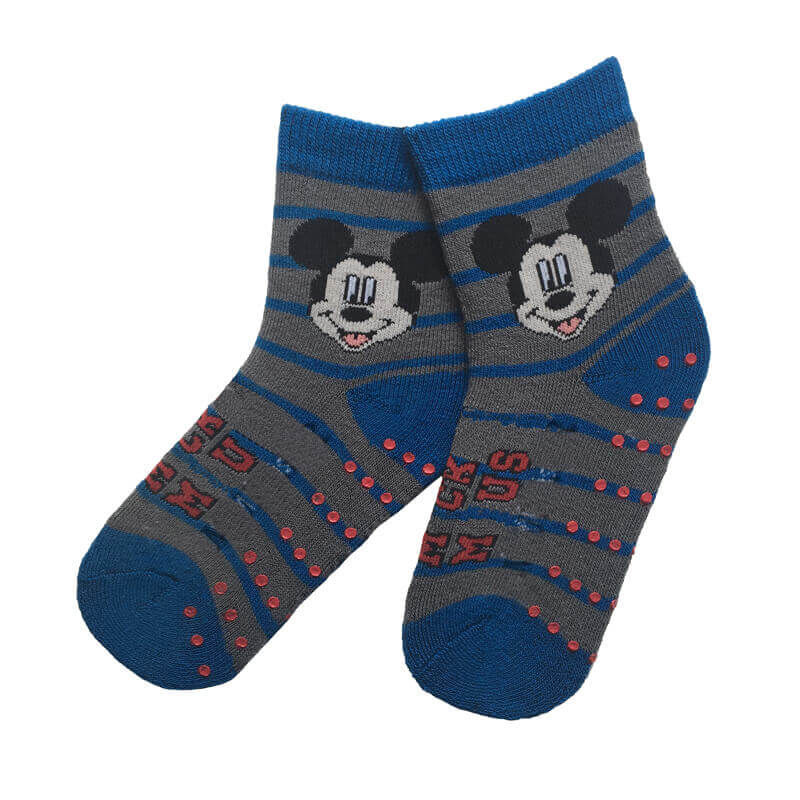 Kids Indoor Play Area Socks with Grips and Cute Mouse Cuffs 