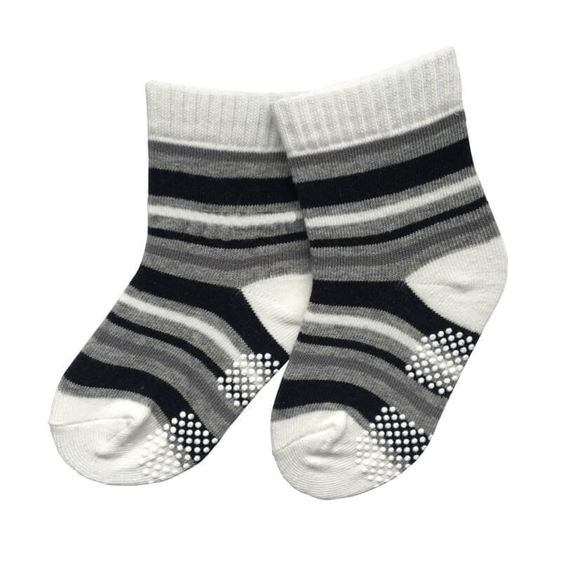 Non Slip Play and Jungle Gym Socks with Dot Grips and Stripes 