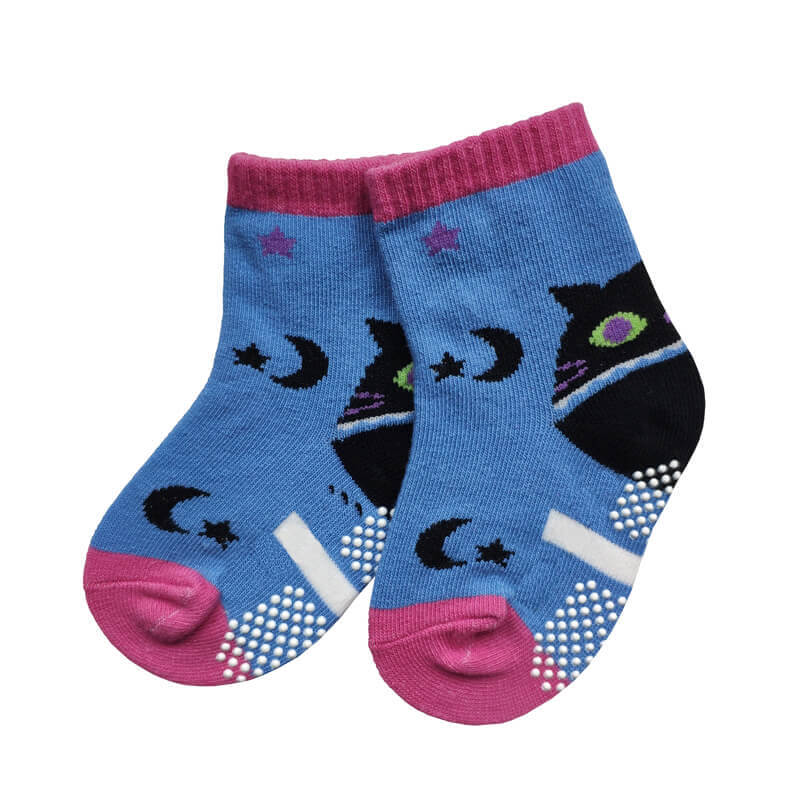 Cute Non Slip Play Center Socks with Cat Heels and Night Scene