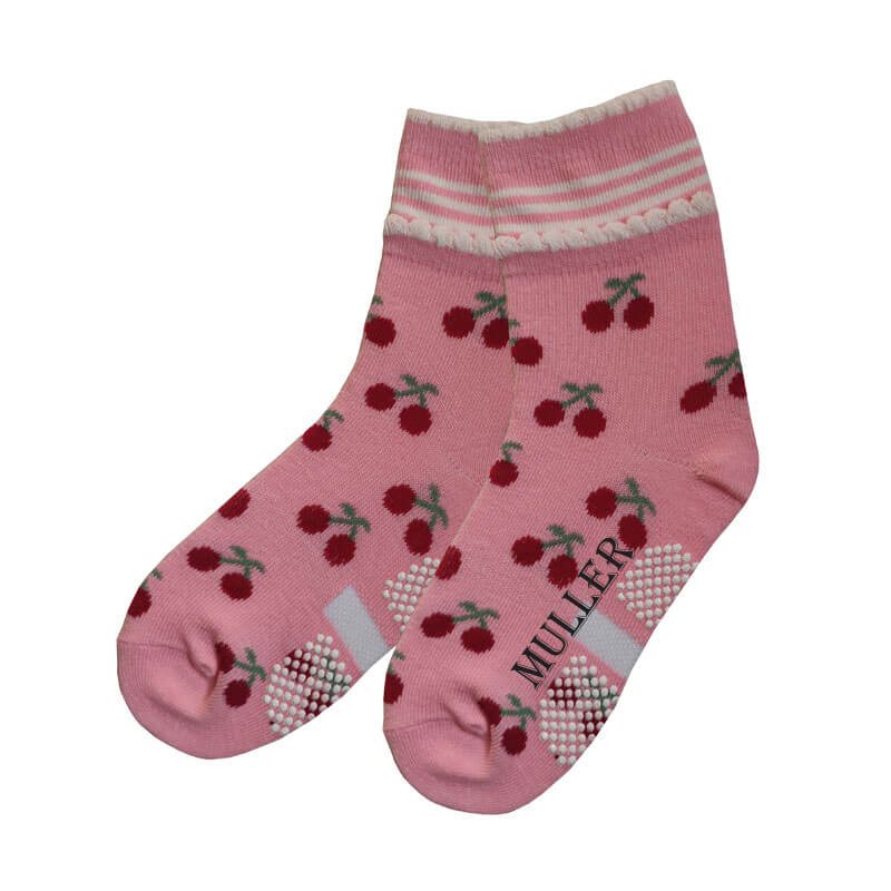 Custom Playland Grip Socks with Double Lace Cuffs and Cherries 